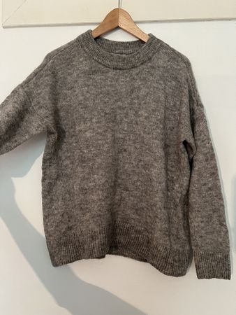 Warmer Pullover, grau meliert, Mohair-Mix