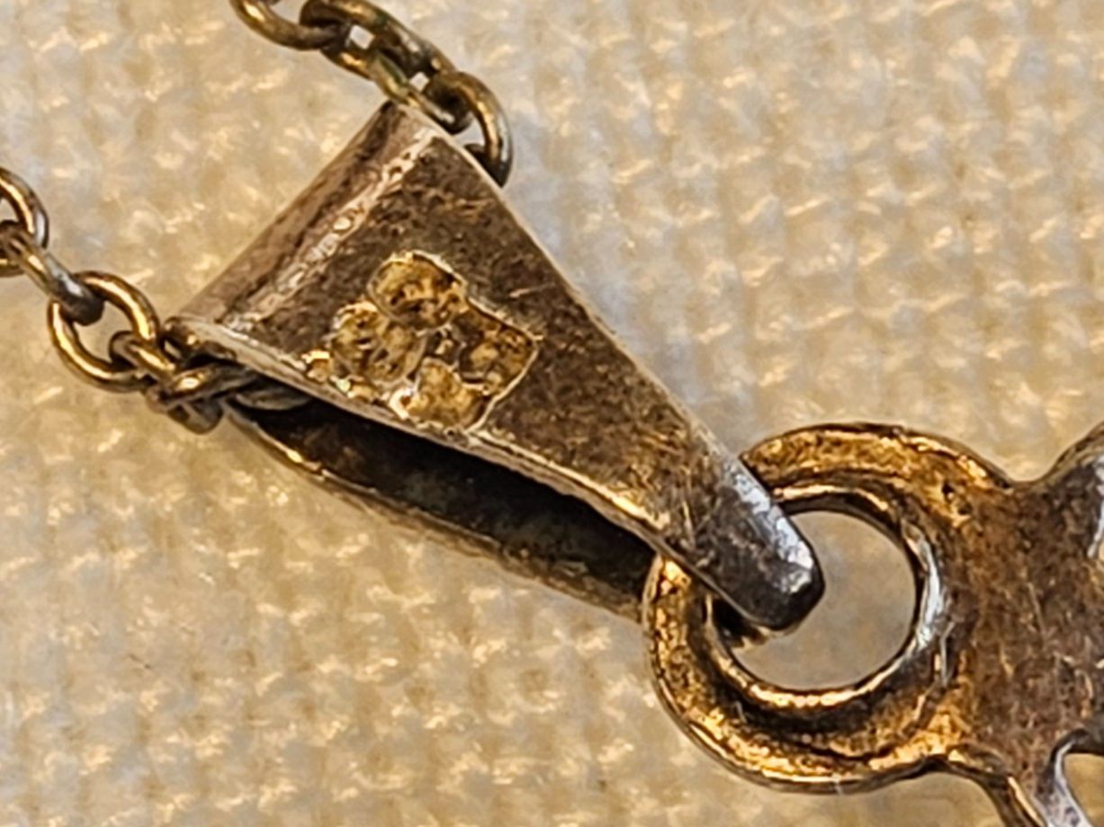 Anhänger: Antiker Silber Irisglas Rheinkiesel Anhänger mit Kette – Gebraucht aus Zürich von SciTec 5