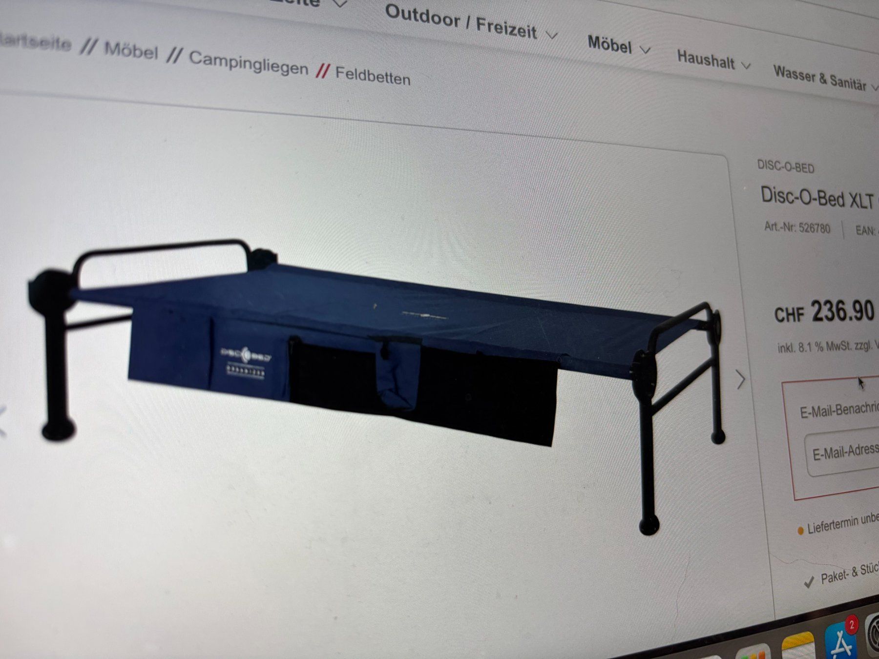 Letti: Disc-O-Bed Single XLT / Campinglege mit Seitentasche – Usato da Meilen venduto da Boosundara