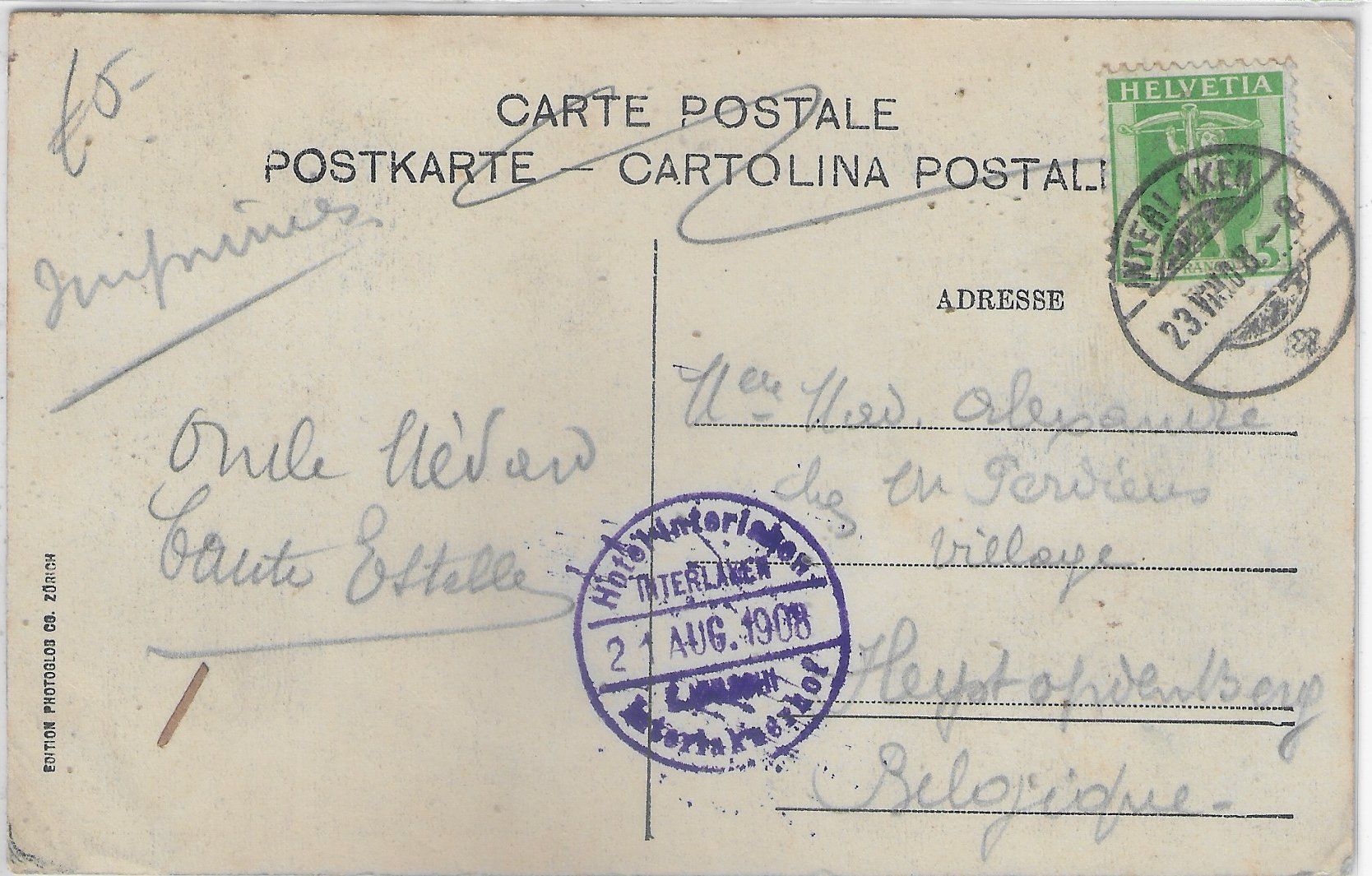 Cartoline postali: Interlaken - Bahnhofstrasse - Kutschen-Parade – Usato da Ettingen venduto da Kartenplanet 1