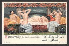 Erotik / Akt 4 nackte Frauen nach einem Gemälde von A. Moore