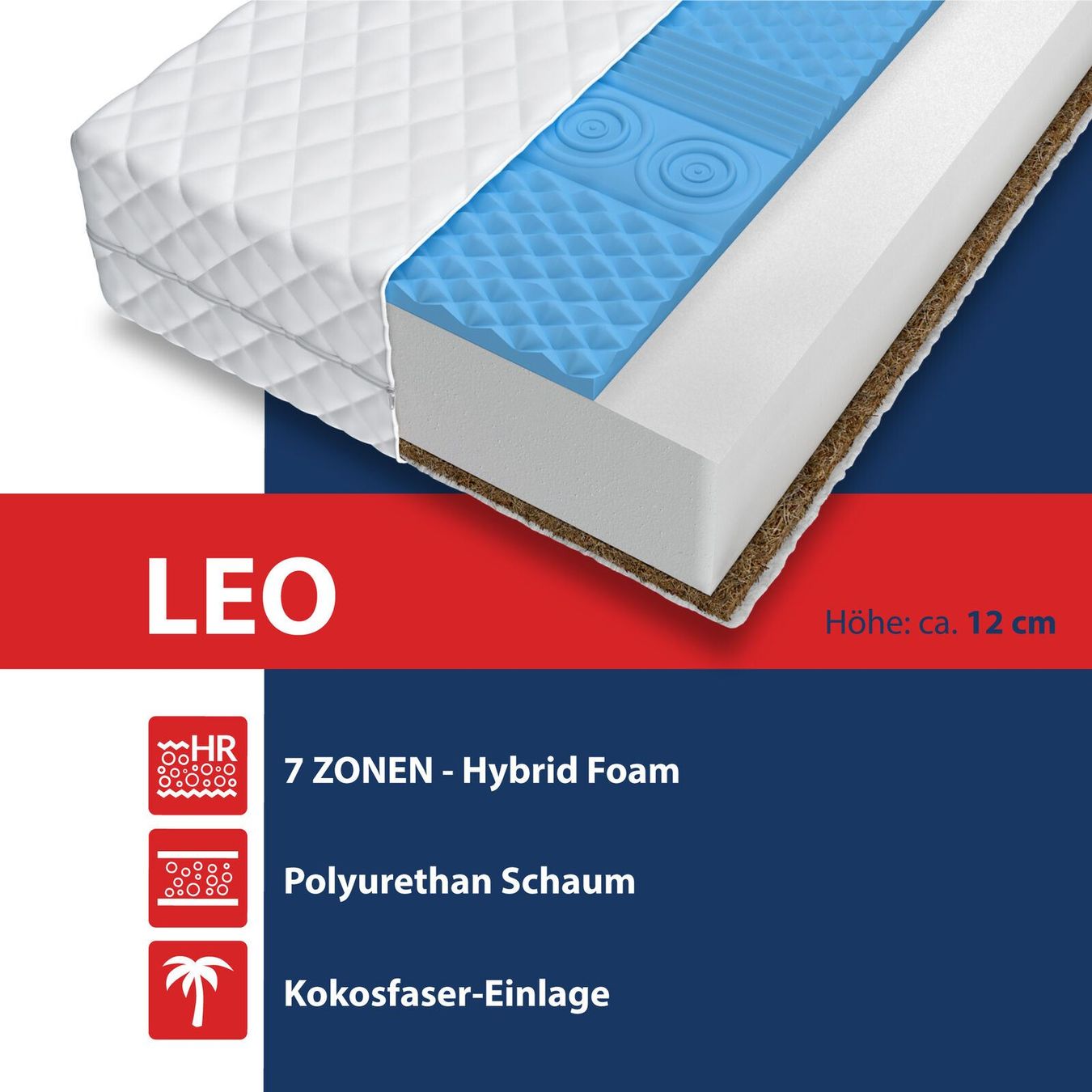 Matratzen: Matratze 140x200 LEO -H2/H4 - 12cm – Neu und originalverpackt aus Wallenwil von toesstal-vertrieb
