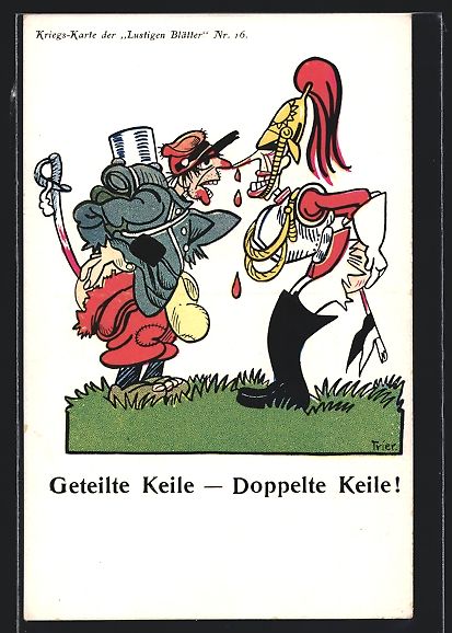 Cartoline postali: Walter Trier: Geteilte Keile - Doppelte  – Usato da Berlin venduto da bartko-reher