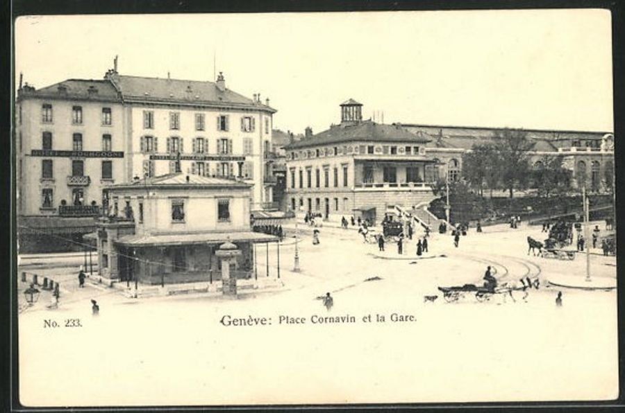 Cartoline postali: Genève, Place Cornavin et la Gare vers 1900 – Usato da Frauenfeld venduto da POML
