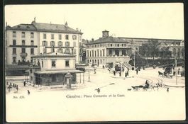 Genève, Place Cornavin et la Gare vers 1900