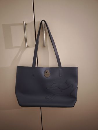 Longchamp Le Pliage Tote Tasche Gross Hellblau Leder