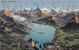 Vogelschau-AK: Thunersee, Stabstempel ESCHIKOFEN, gel. 1912
