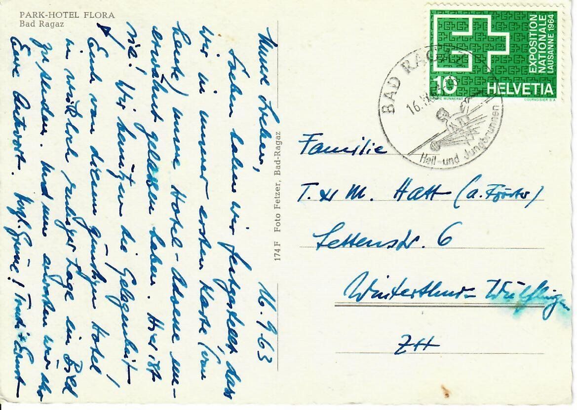 Cartoline postali: Park Hotel Flora Bad Ragaz – Usato da Hochdorf venduto da Ziegel-16 1