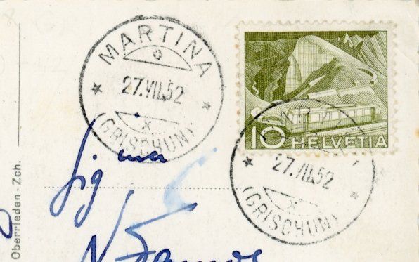 Ansichtskarten: Ramosch   GR        um 1 9 5 2 – Gebraucht aus Brig von Valcards54 1