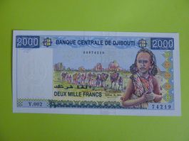 Banknote Dschibuti 2000 Francs, P-43, Bankfrisch