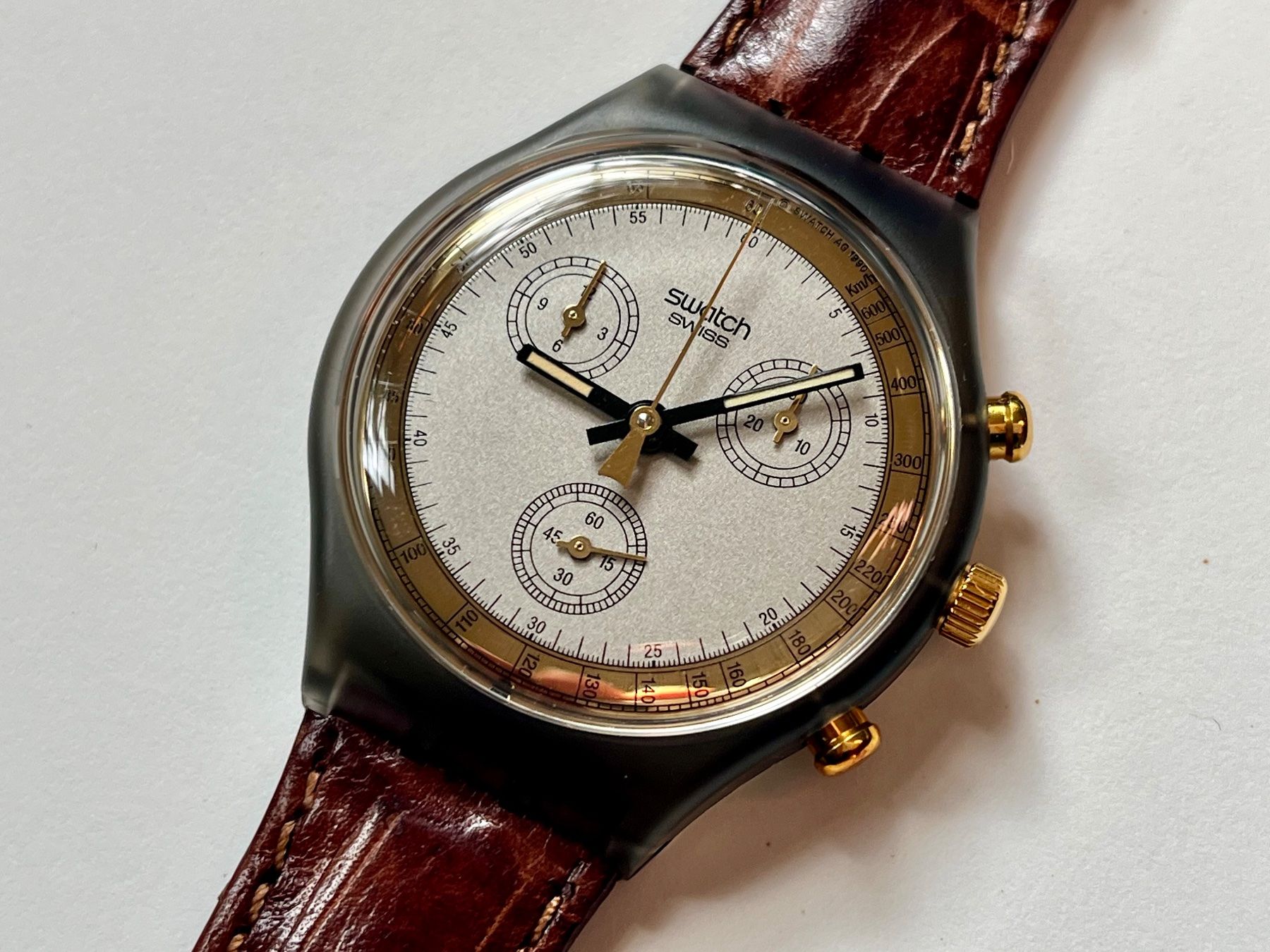 Swatch Chrono Goldfinger SCM100 1991 Top Zustand OVP (Neu und ...
