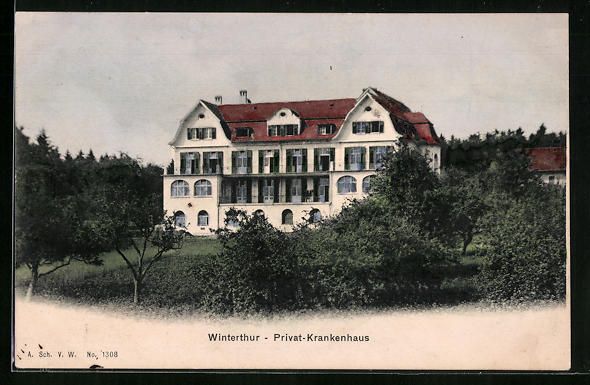 Cartoline postali: AK Winterthur, Privat-Krankenhaus, 1909 – Usato da Berlin venduto da bartko-reher