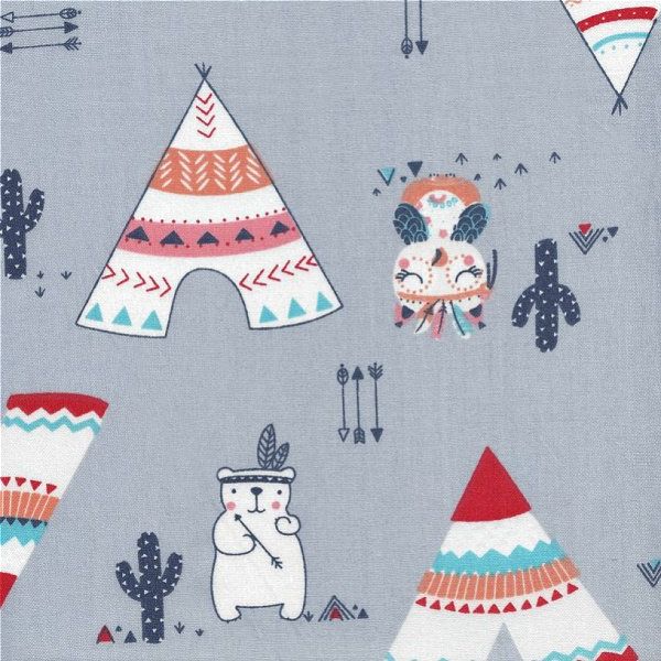 Tissus: Fat quarter/Coupon patchwork-couture Petits Indiens gris – Neuf avec emballage d'origine à Gland par san_xz5j 4