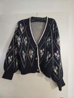 C&A Strickjacke mit Blumenmuster, Vintage Stil, XL