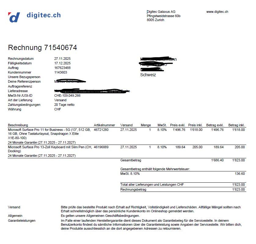 Microsoft Tablet PC: MICROSOFT SURFACE PRO 11 - 5G – Nuovo (secondo la descrizione) da Buchs ZH venduto da Maki6 5