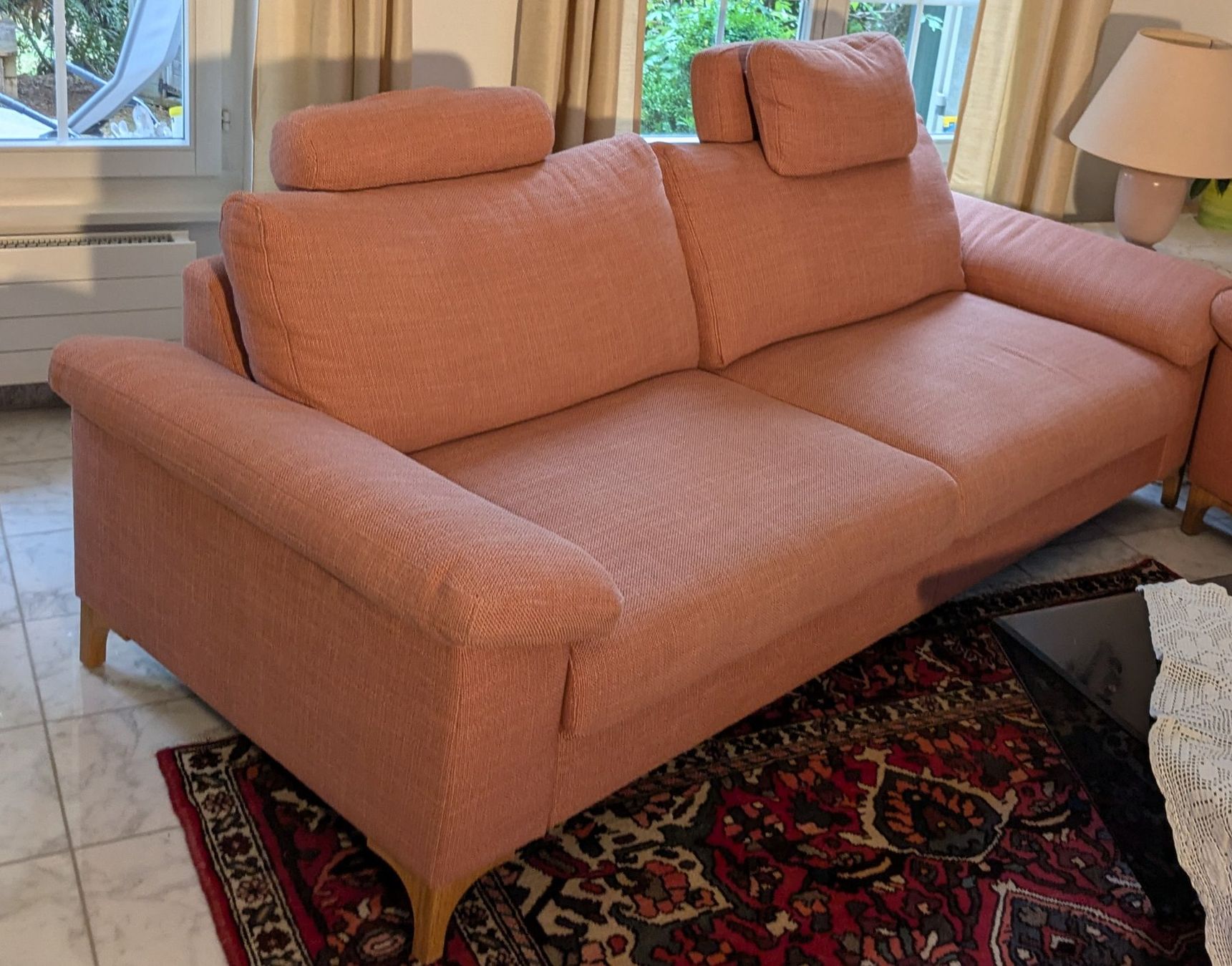Livique Divani: 3er Sofa lachsfarbig 223cm lang – Usato da Giffers venduto da agu25 1