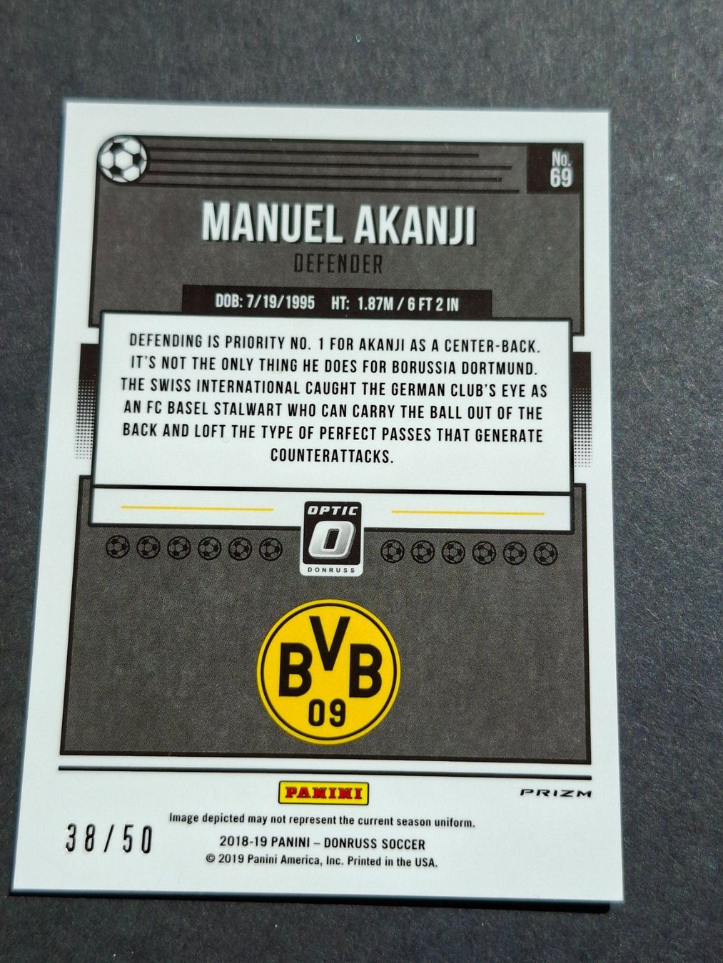Panini Carte collezionabili: Manuel Akanji /50 Red Velocity 2018 Optic – Usato da Olten venduto da cweb 1