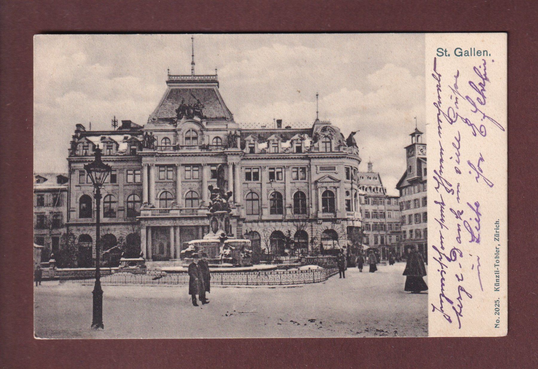 Cartoline postali: ST. GALLEN - Börsenplatz - 1911 – Usato da Pully venduto da nicecards