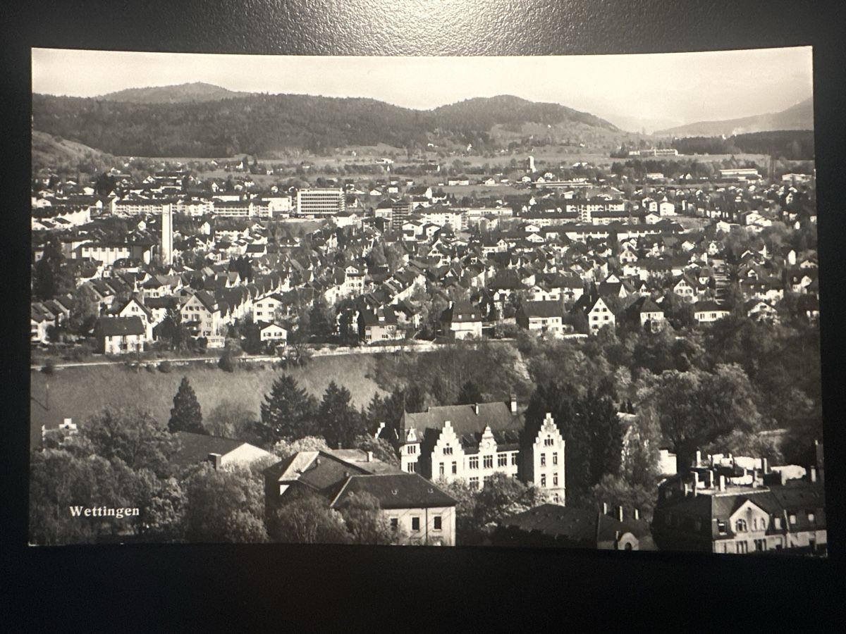Cartoline postali: Baden Schulhäuser mit Blick nach Wettingen – Usato da Wettingen venduto da OttoNeuerName