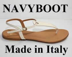41 NEU 190 Fr Navyboot Sandale Lederschuhe Italy Sommerkleid