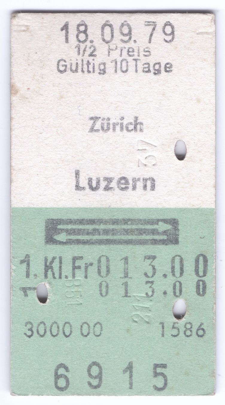 Biglietti: Billette Zürich – Luzern – Usato da Langenthal venduto da Sammlungs_aus