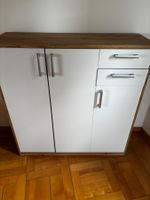 Kommode weiss/Holzoptik mit 3 Schubladen und 2 Tueren