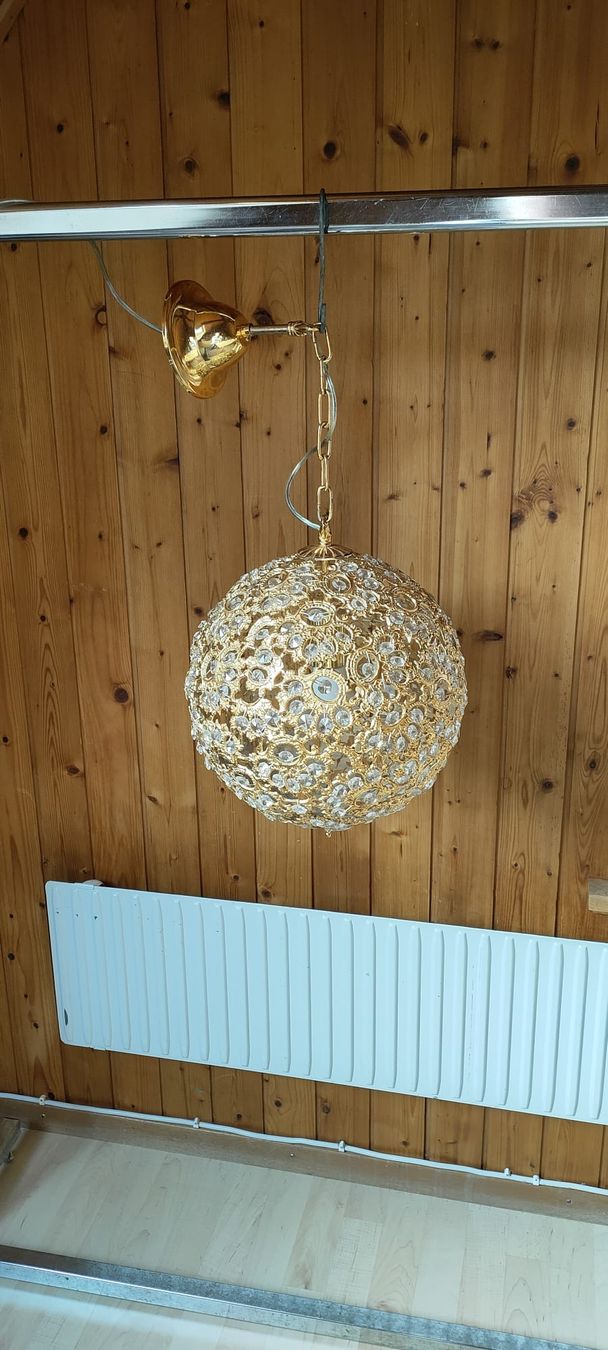 Lampade: Goldene Kugellampe, Messing mit Glassteinen – Usato da Krauchthal venduto da MEWA01 1