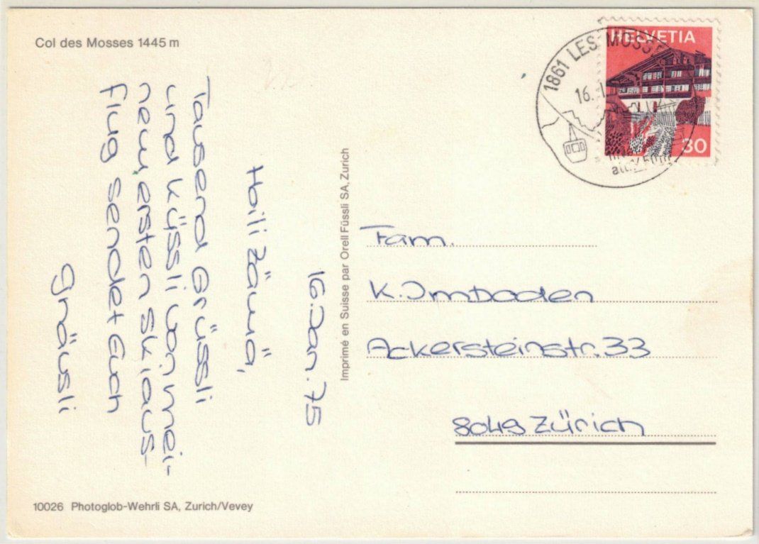Cartoline postali: Col des Mosses - 4 Bild AK – Usato da Binningen venduto da Mountainrider 1