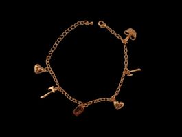 Armband mit makabren Anhängern / Charms - Vergoldet - 25 cm