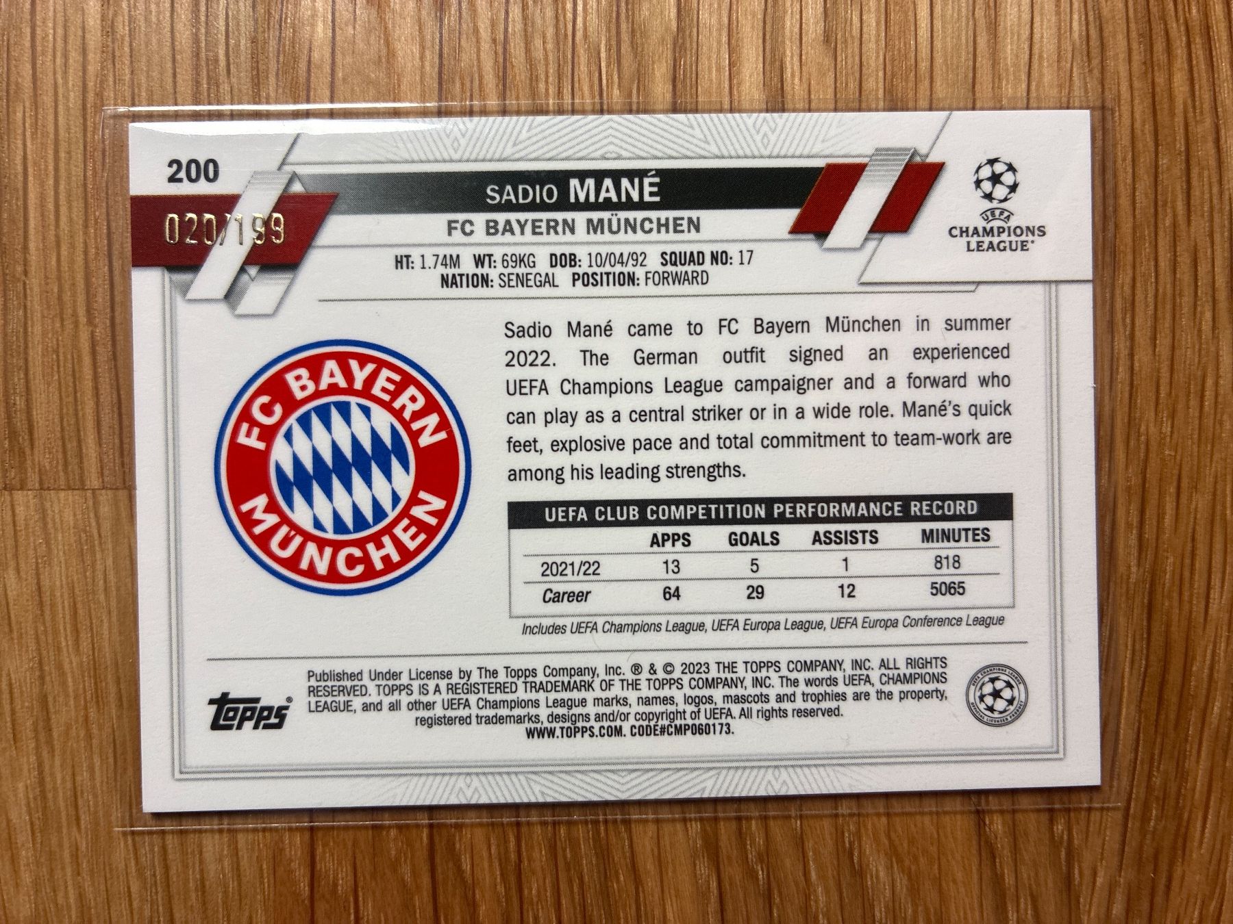 Topps Carte collezionabili: Topps Chrome Sadio Mane Bayern /199 – Usato da Wangenried venduto da Garagara 1