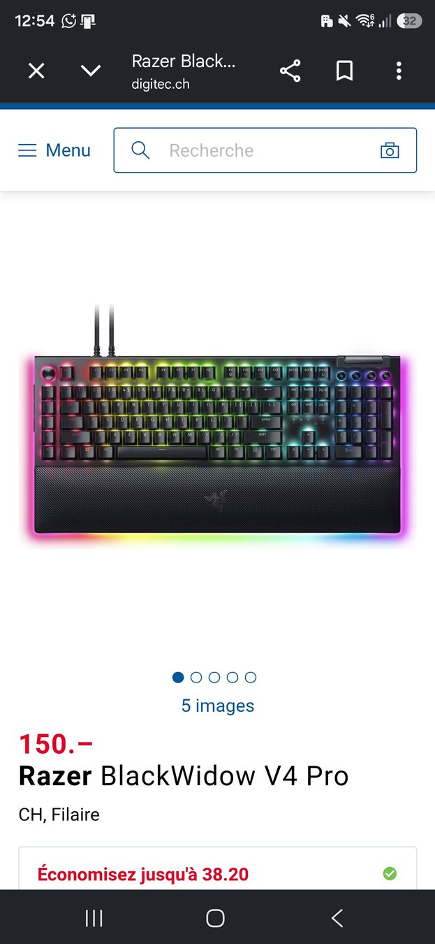 Razer Tastiere: Clavier Razer Black Widows V4 Pro – Usato da Granges-Paccot venduto da bor_8ymj