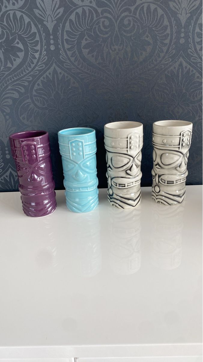 Tassen: 4 Exotische Tiki mugs von GenWare – Gebraucht aus Flawil von KeJuNe