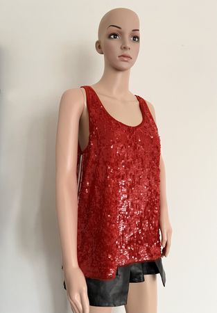 Marc Cain Pailletten Top, rot, 3/38