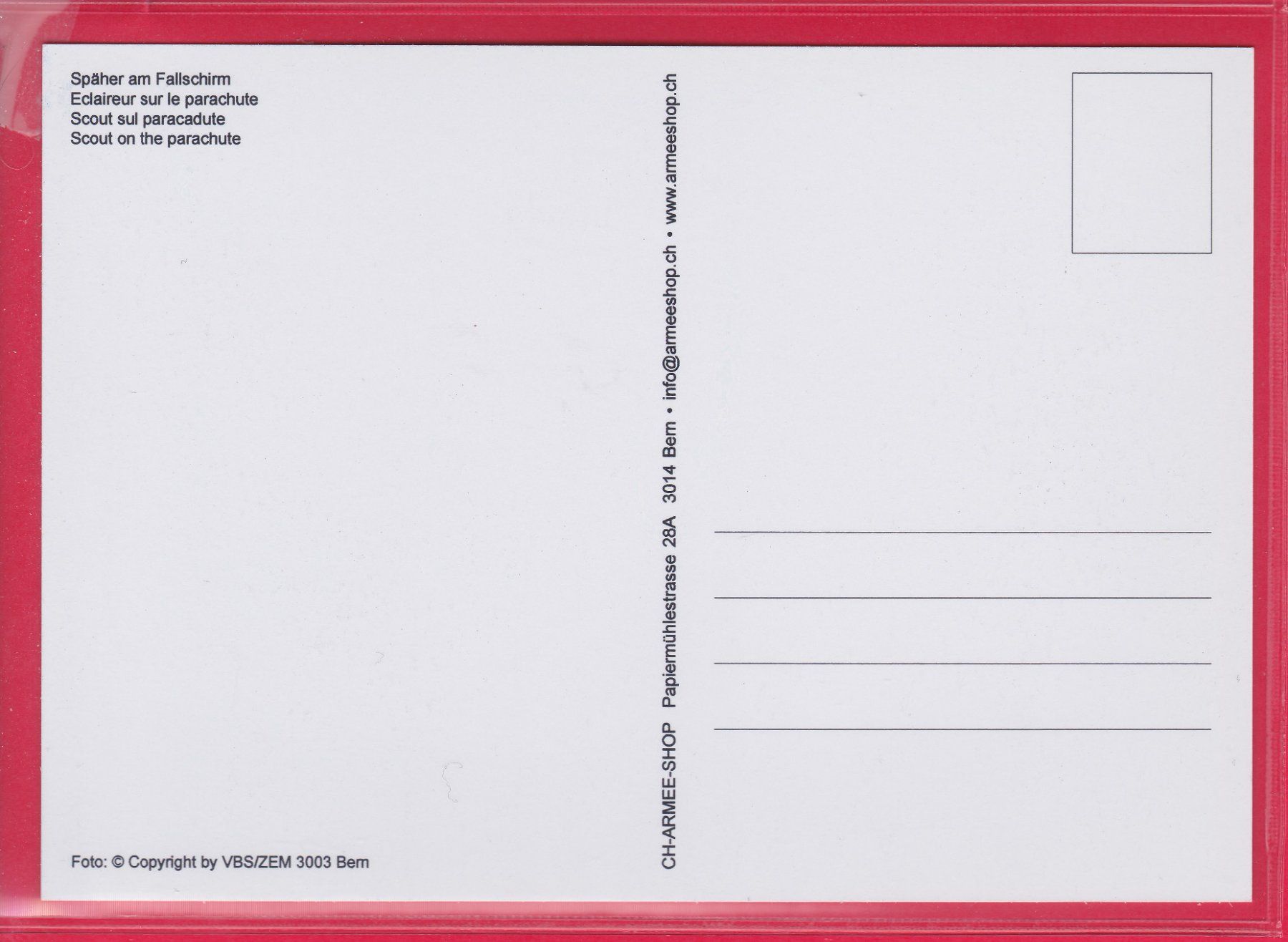 Cartoline postali: SPÄHER AM FALLSCHIRM – Usato da Oberrieden venduto da Gebirgsstelze 1