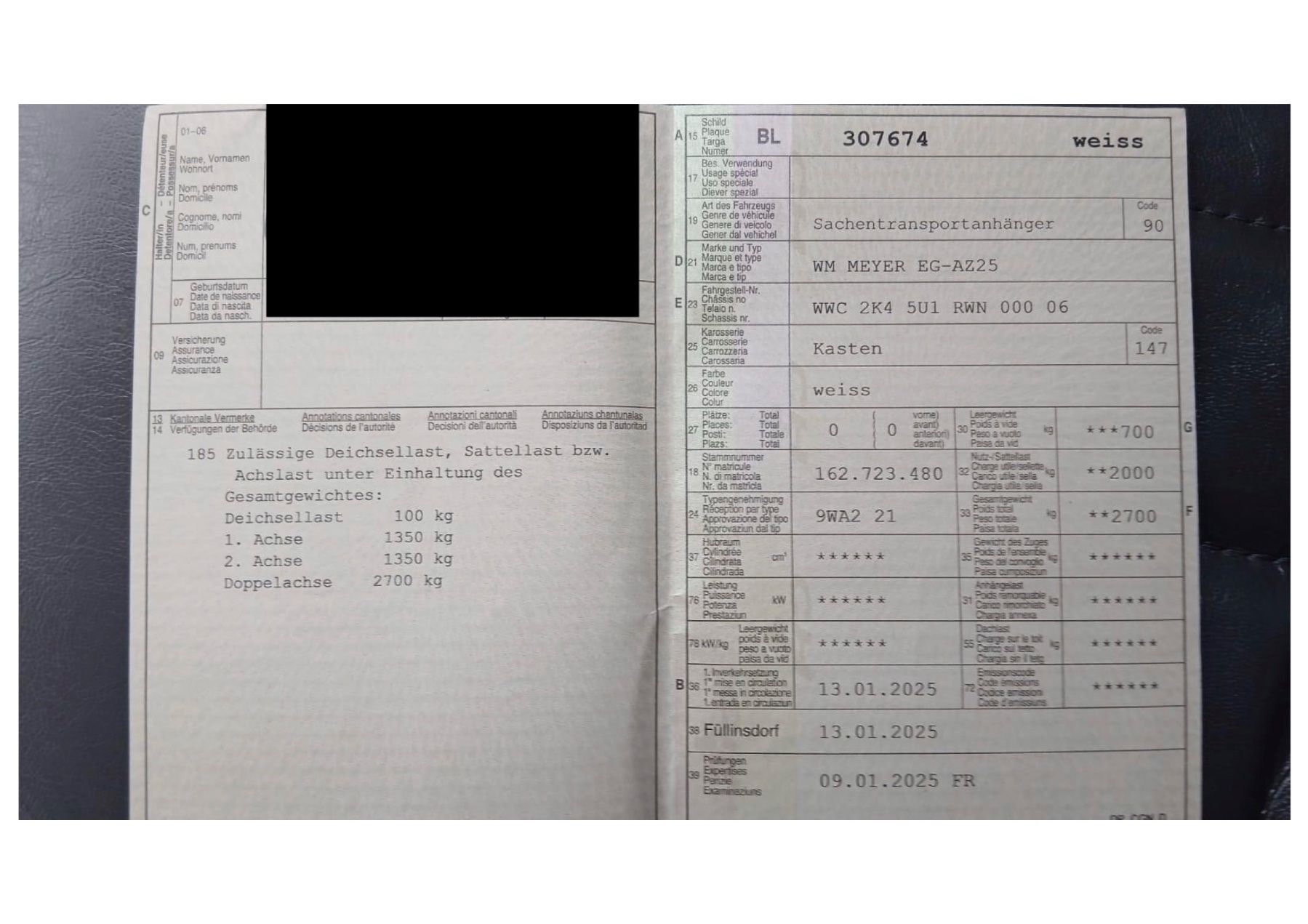 Wm Meyer Rimorchi: Anhänger WM-MEYER EG-AZ25 - 1 jährig – Usato da Rheinfelden venduto da DanielaSara 4
