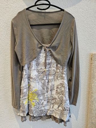 Graues Bolerojäckchen & Sommertop, Grösse 38