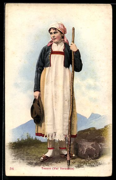 Ansichtskarten: Tessin, Val Verzasca, Bauernmädel in Tr – Gebraucht aus Berlin von bartko-reher