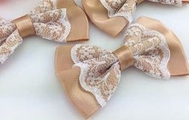 Grand noeud satin dentelle 5cm BEIGE