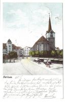 Herisau (AR) Dorfzentrum mit Kirche - Marktszene - 1903