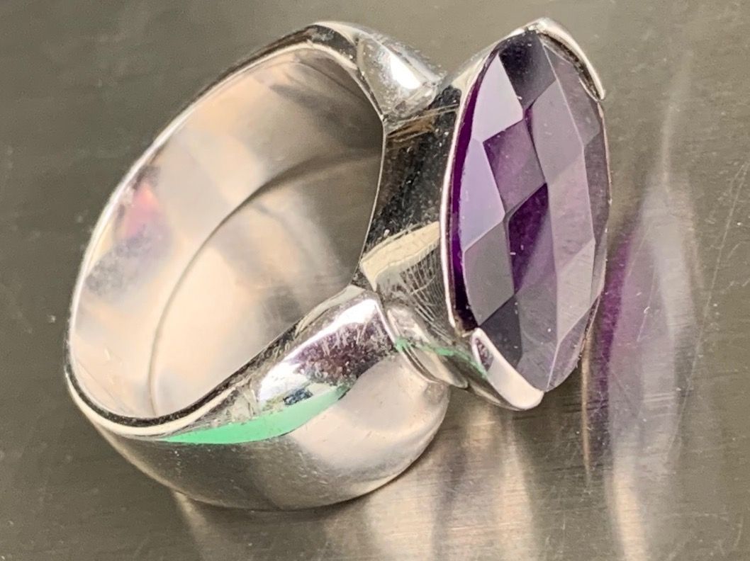 Anelli: Silberring violetter Stein oval (63) – Usato da Dittingen venduto da Bellevista 1