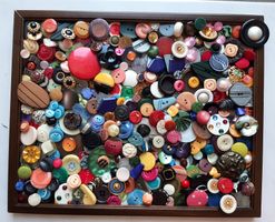 Omas Knopfkiste - Bild von Hand genäht Unikat, Handarbeit