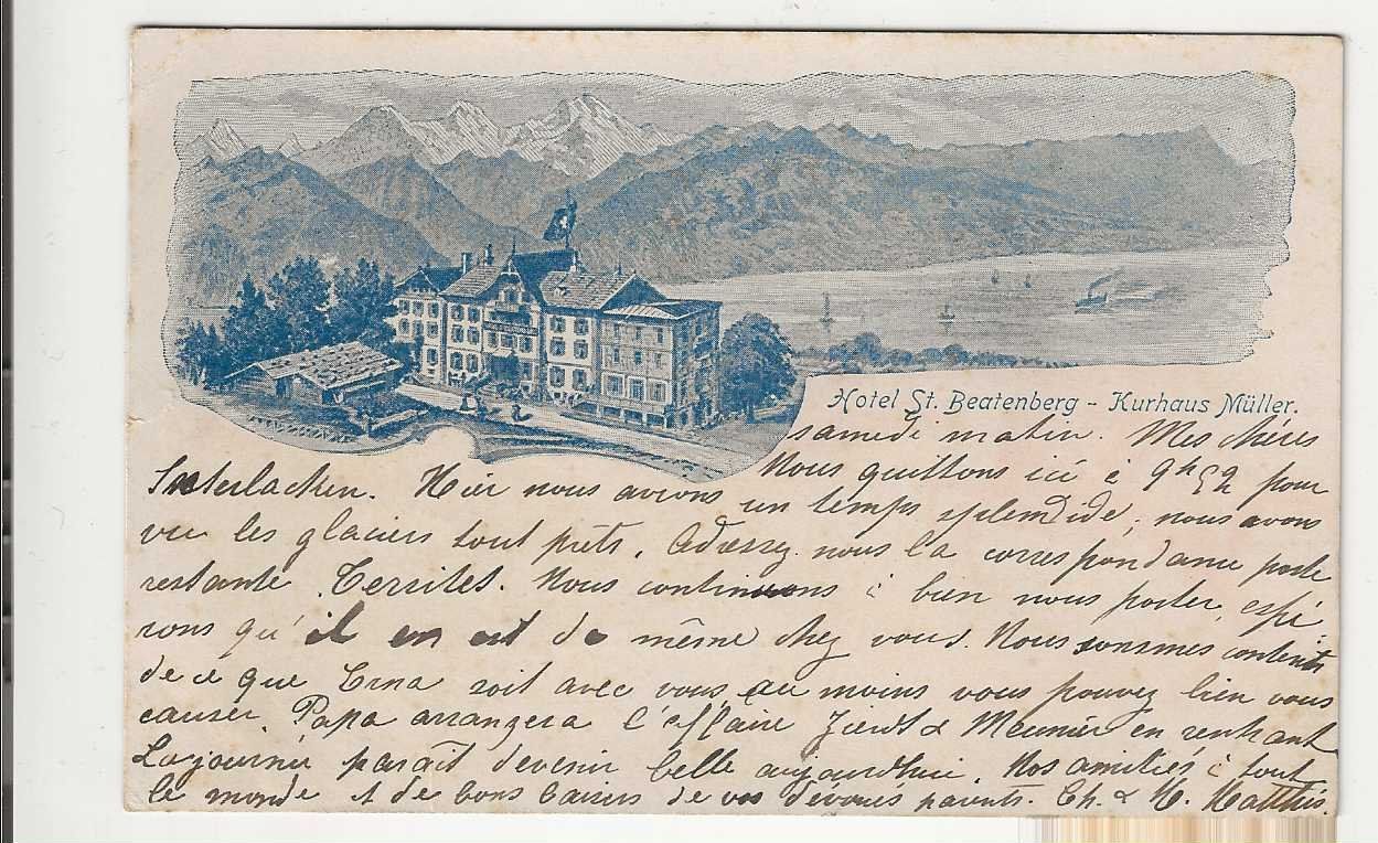 Cartoline postali: St. Beatenber,  Litho, 1902 – Usato da Spiez venduto da Niesen20