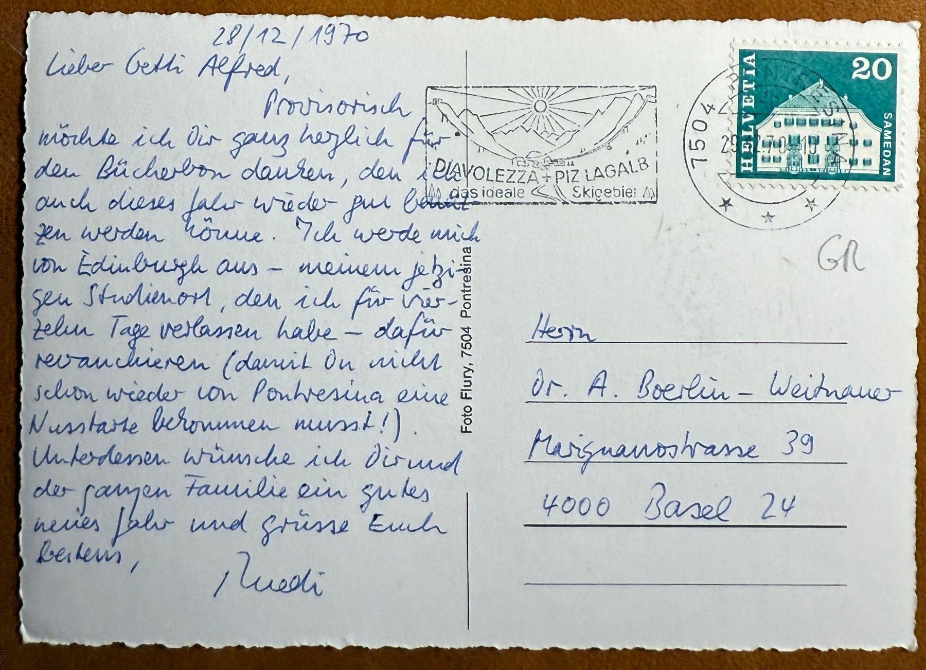 Cartoline postali: Pontresina - Dorfstrasse 1970 – Usato da Lutry venduto da Ediego 1