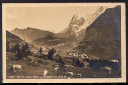 Mürren  Eiger  und  Wetterhorn  1911  ( Vollstempel )