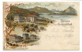 Gruss vom Guggital (ZG) Hotel Pension - uralte Litho  1899 !