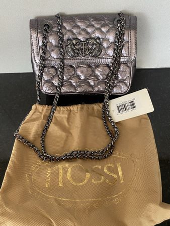 Silvio Tossi Handtasche, Bronze-Optik, neuwertig, klein