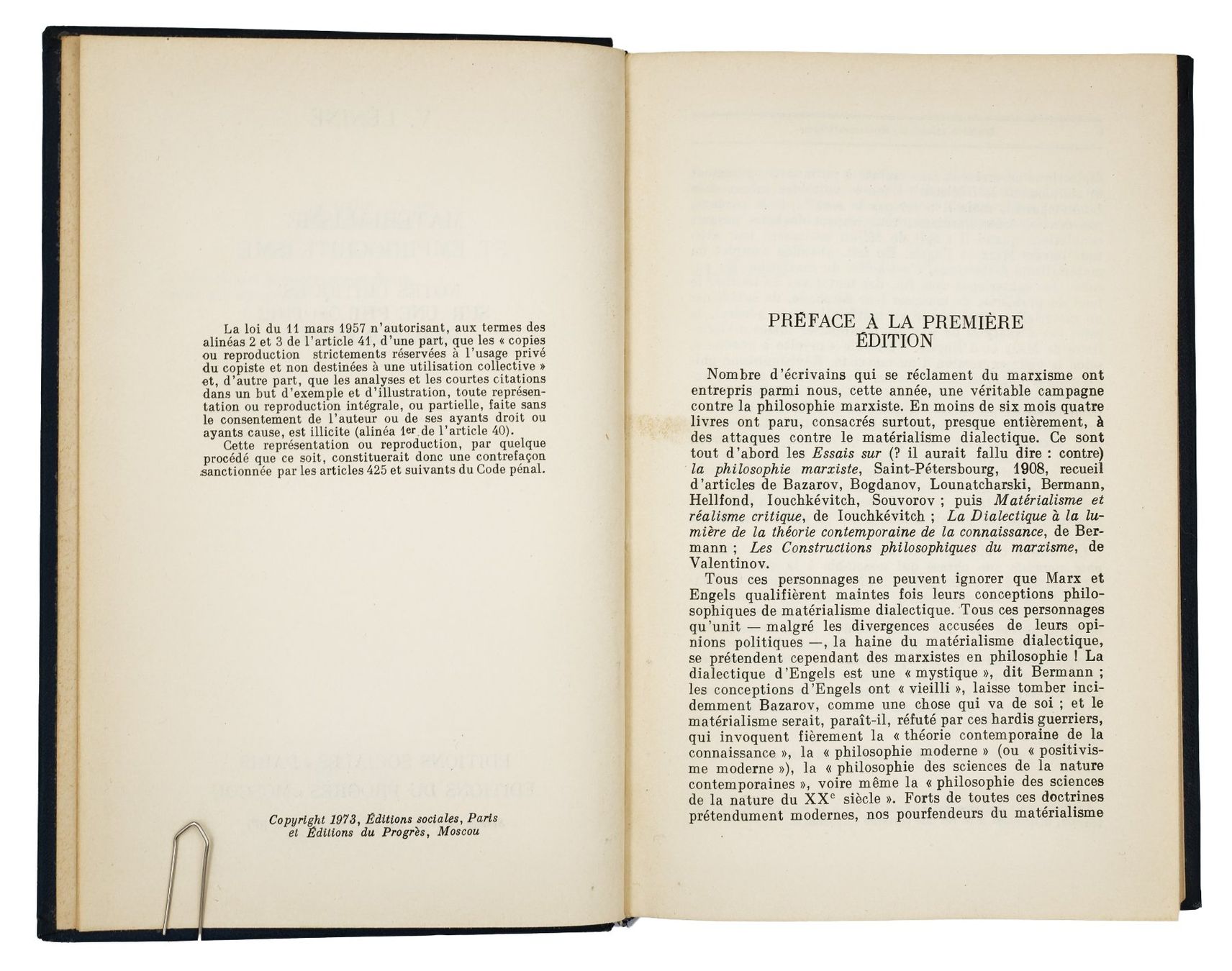 Bücher: MATÉRIALISME ET EMPIRIOCRITICISME "Lénine" Édition - 1973 – Gebraucht aus Onex von Lagorel 4