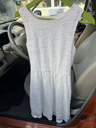 Kleid weiss schwarze Punkte Rock Grösse XS