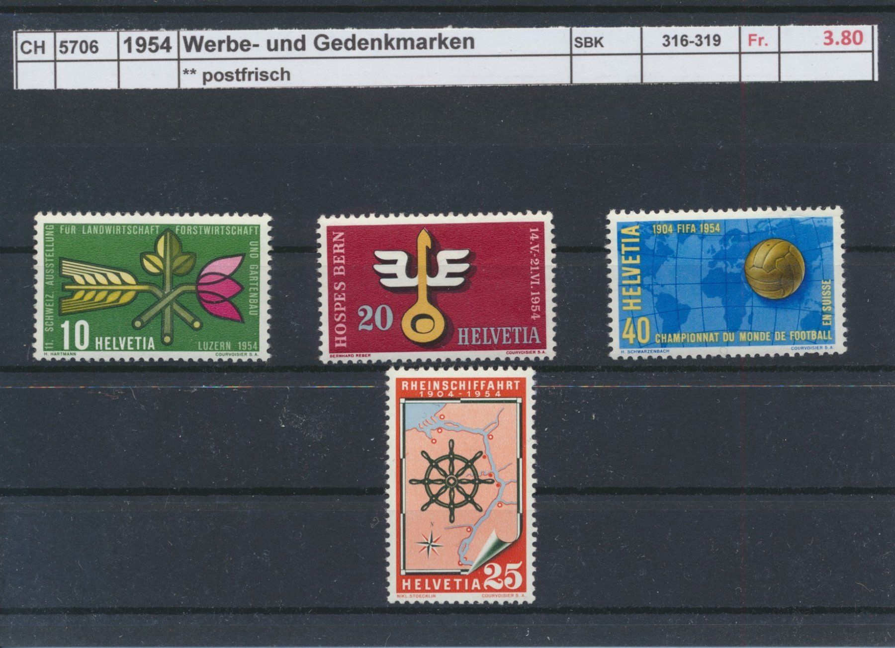 Tutti i francobolli: 1954 Werbe- und Gedenkmarken, ** postfrisch – Nuovo (secondo la descrizione) da Winterthur venduto da Zupogeru