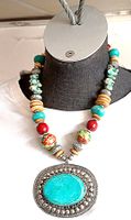 Tibetische Halskette mit Türkis und div. Steinen